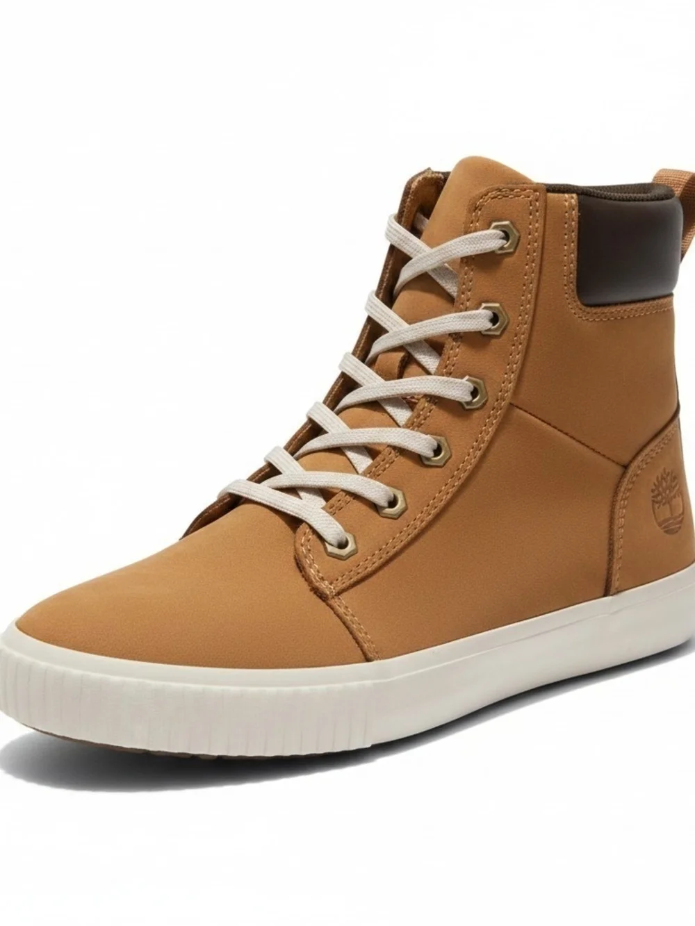 Timberland Tan High-Top Casual Sneakers with White Sole